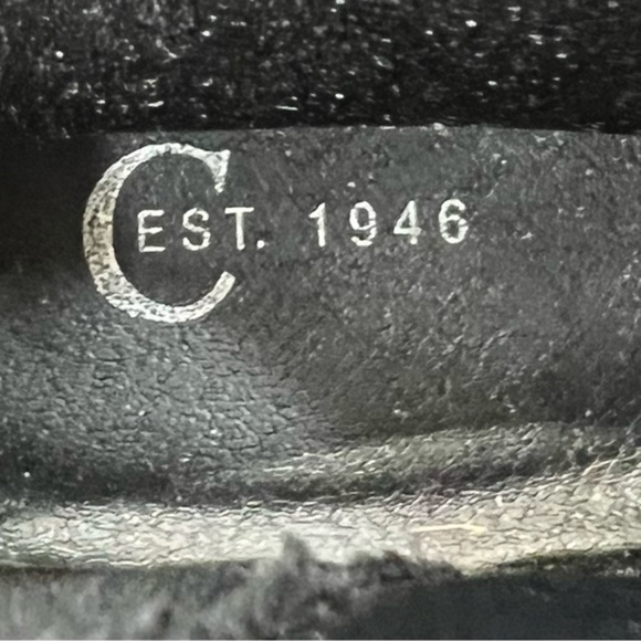 C Est 1946 Booties Ankle Black Silver Metallic 8 Block Heel Faux Leather Shimmer - Picture 14 of 16